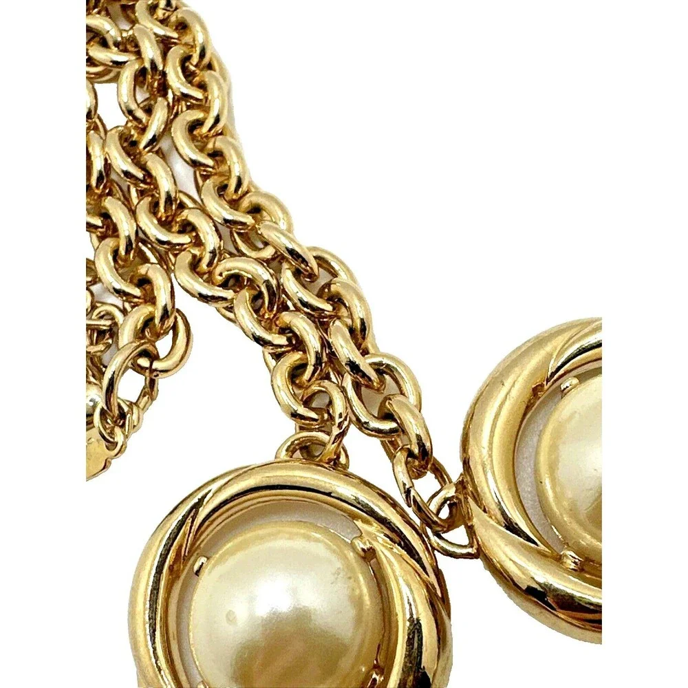 Lady Remington TRISH Faux Pearl Bib Necklace Gold Tone Statement Vintage 18-20